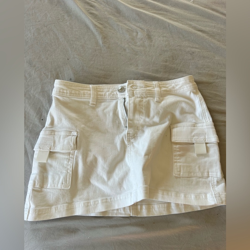 Princess Polly white cargo denim skirt